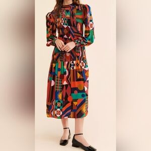 Farm Rio Smocked Midi Dress